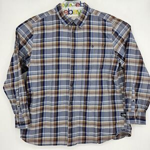 North Face Shirt Mens‎ 2XL Blue Brown Plaid Organic Cotton Button Up Outdoors